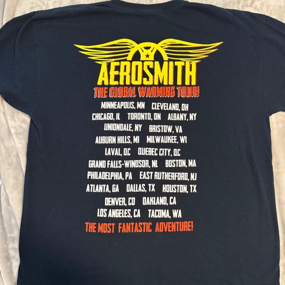 Aerosmith Global Warming Tour 2012 T-Shirt XL Black Double-Sided Tee - Picture 3 of 7